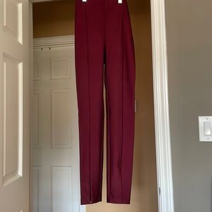 Zara medium burgundy pant with side zipper and slit at bottom